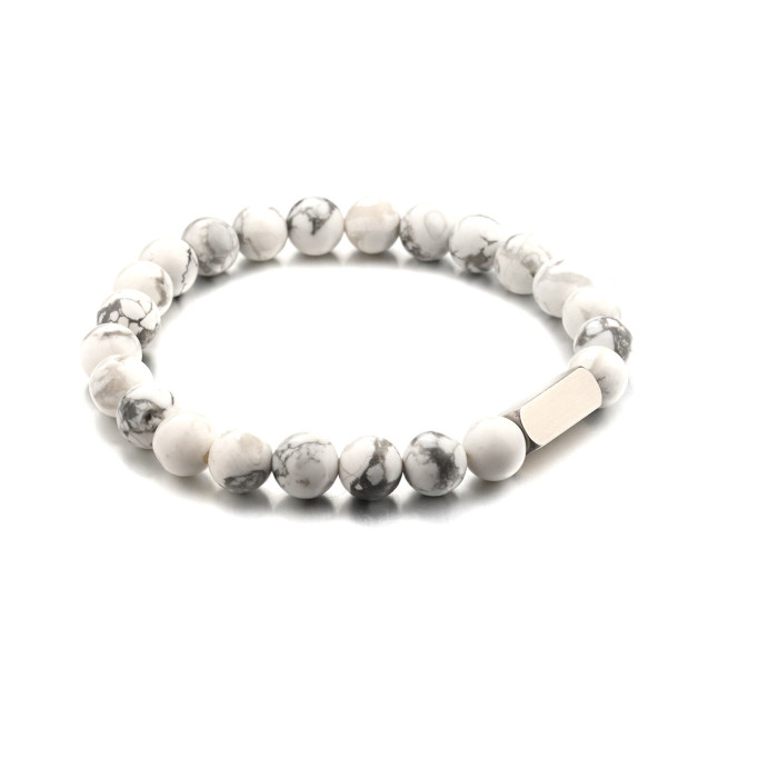 Support Engraving Stainless Steel Volcanic Stone Beaded Bracelet Frosted Beads White Turquoise Couple Gift Beaded Bracelet