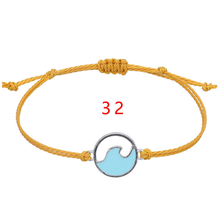 Amazon Hot Selling Surfer Wave Bracelet Waterproof Wax Thread Braided Adjustable Beach Friendship Bracelet