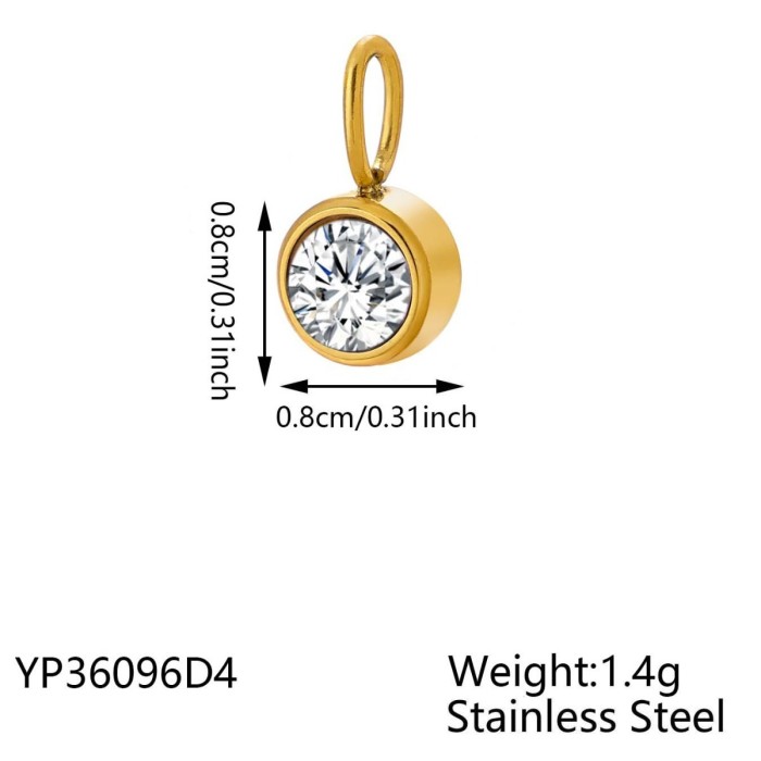 Hot-Selling Stainless Steel Jewelry Accessories Birthstone Pendant DIY Jewelry Accessories Colorful Rhinestone Pendan...