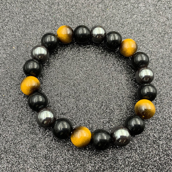Cross-Border New Tiger Eye Obsidian Hematite Bracelet 10mm Jewelry Woven Handmade Beaded Jewelry
