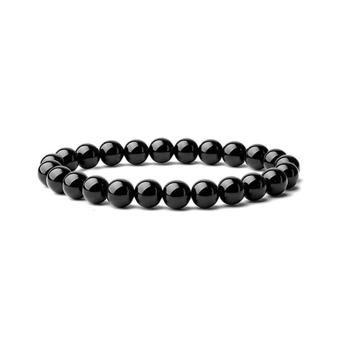 Cross-Border European and American Men's Stone Bead Bracelet Set Decorations Round Beaded Bracelet for Men and Women Agate Elastic Beaded Bracelet