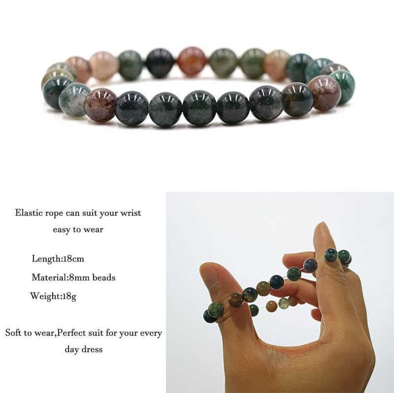 8mm Tiger Eye Stone Pink Quartz Volcanic Stone Amethyst Hematite Red Agate Beads Bracelet Elastic Beaded Bangle Cross-Border
