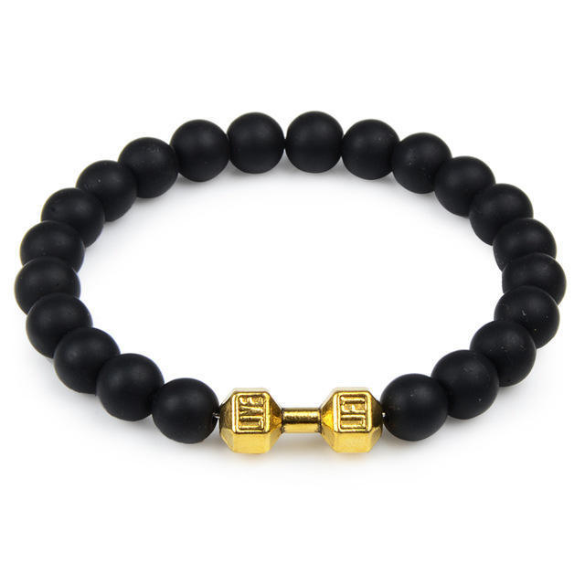 Volcanic Lava Dumbbell Bracelet Tiger Eye Stone Blue Turquoise White Turquoise Bracelet Women Men Jewelry Cross-Border Hot Sale