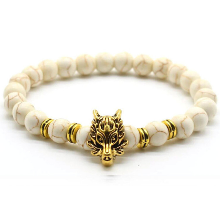 Men's Volcanic Stone Bracelet Dragon Ornament Elastic Stone Bracelet Wholesale Cross-Border Hot-Selling Small Accessories