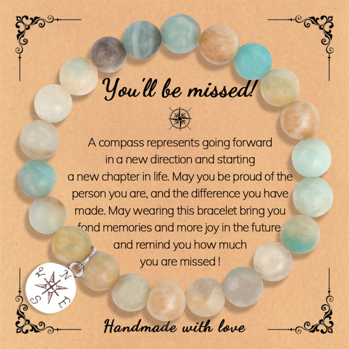 Cross-Border New Pink Zebra Red Vein Stone Pink Quartz African Turquoise Bracelet Pink Zebra Graduation Season Compass Bracelet