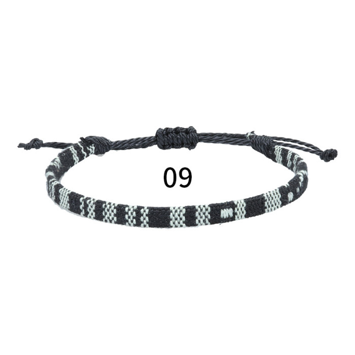 Amazon Hot-Selling Nepali Style Cotton and Linen Woven Rainbow Anklet Versatile Colorful Adjustable Ankle Rope