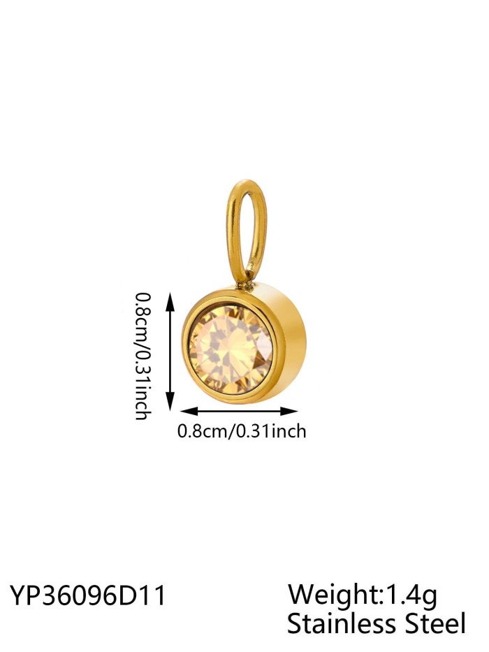 Hot-Selling Stainless Steel Jewelry Accessories Birthstone Pendant DIY Jewelry Accessories Colorful Rhinestone Pendan...