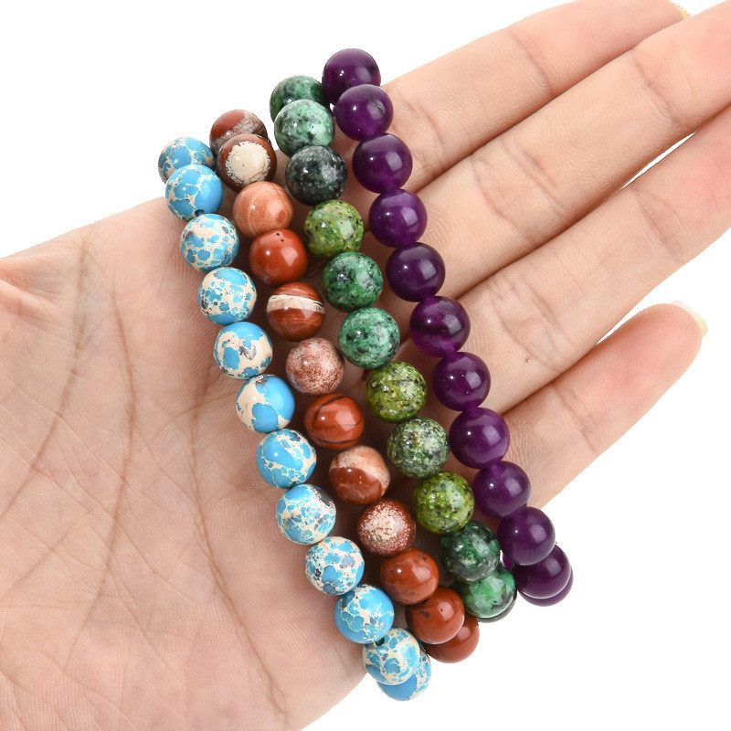 Cross-Border Jewelry Pink Zebra Stone Bead Bracelet Festival Gift for Men and Women Friendship Heart Bead Bracelet Wholesale Hot Item