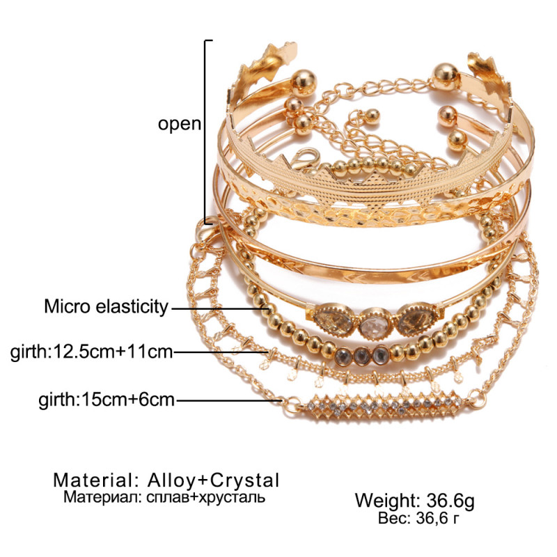 European and American Cross-Border Bohemian Minimalist Jewelry Metal Figaro Chain Women's Set Multi-Layer Chain Bracelet Bangle
