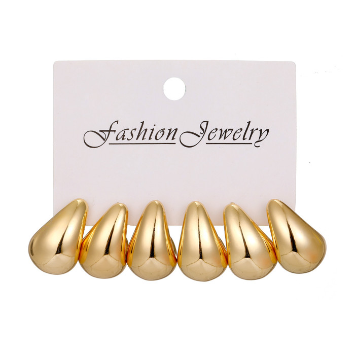 Amazon Hot-Selling Water Drop Earring Set Niche High-End Design Sense Stud Earrings Fashionable Versatile Commuting E...