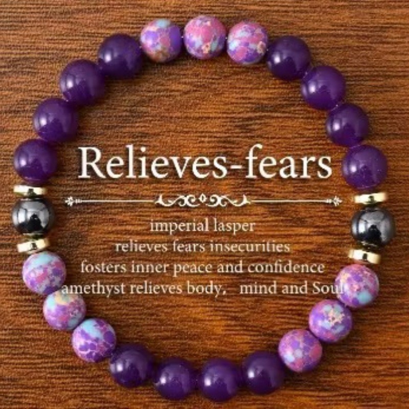 Temu Cross-Border Hot-Selling Natural Stone Rose Quartz Chalcopyrite Emperor Stone Golden Accessories Bracelet Amethyst Beaded Bracelet