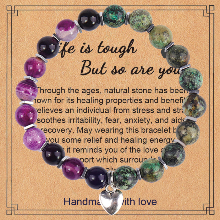 European and American Cross-Border Hot Sale Heart Bracelet Men's Handmade Pendant Accessories Women's Versatile High-End Card Bracelet Gift