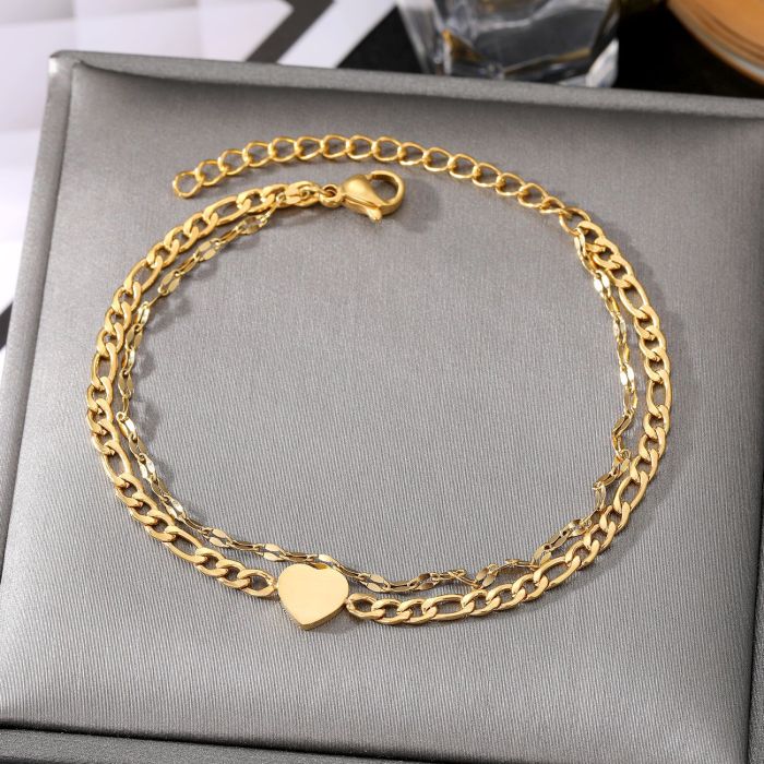 Stainless Steel Bracelet for Women Double Layer Gold Beads Twist Chain Blade Chain Thin Snake Bone Chain Map Pentagra...