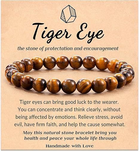 Cross-Border Hot-Selling Tiger Eye Stone Pink Zebra Beaded Elastic Cord Bracelet Crystal Agate Tiger Eye Stone Wholesale Bracelet Jewelry