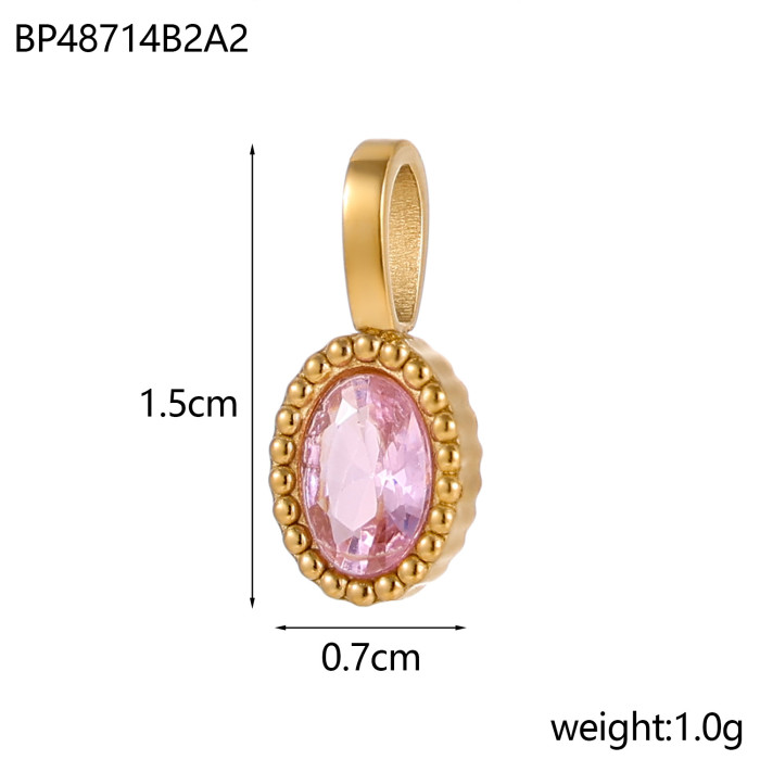 INS Style Exquisite Fashion Colorful Zircon Accessories Water Drop Pendant Stainless Steel December Birthstone, Neckl...