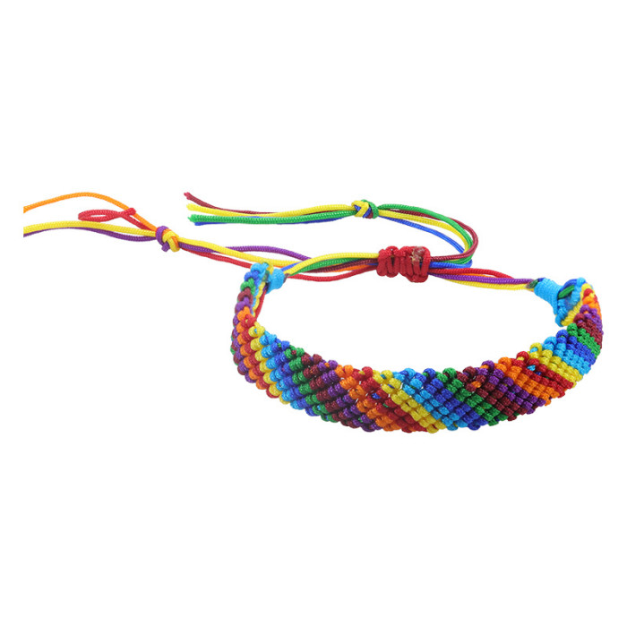 Manufacturer Wholesale Trend Polyester Thread Men's and Women's Colorful Rope Rainbow Handmade Woven Bracelet