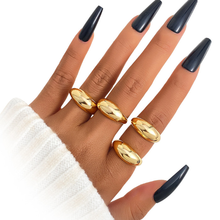 European and American Cross-Border Jewelry Geometric Design Sense Curved Ring Female Joint Ring Open Ring Set Female Wholesale