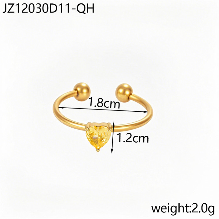 Cross-Border Hot-Selling Aperture Ring Zircon Inlaid Open Ring Stainless Steel Ins Birthstone Twisted Tail Ring
