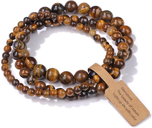 Foreign Trade Cross-Border European and American Natural Stone Vintage Bracelet Niche Retro Exotic National Style Elastic Bracelet 3-Piece Set