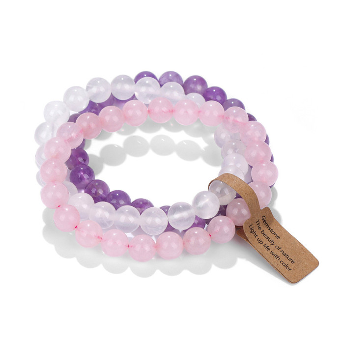 New Set Crystal Agate Tiger Eye Stone Women's Bracelet Amethyst Multi-layer Combination Bracelet Amazon Wish Hot Sale