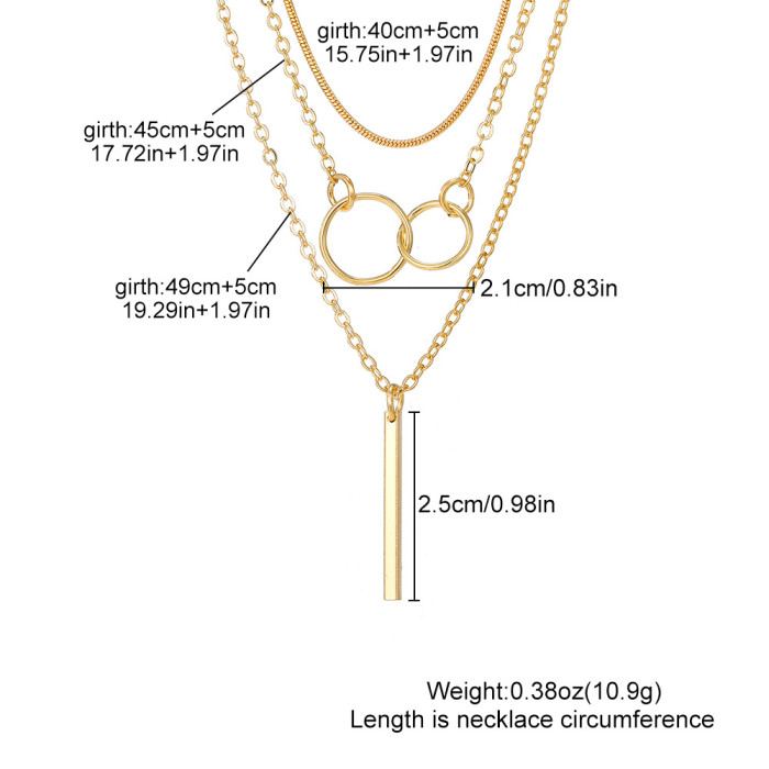Hot Selling Personality Multi-layer Stacked Necklace Necklace for Women Small Solid Bar Pendant Clavicle Chain Necklace