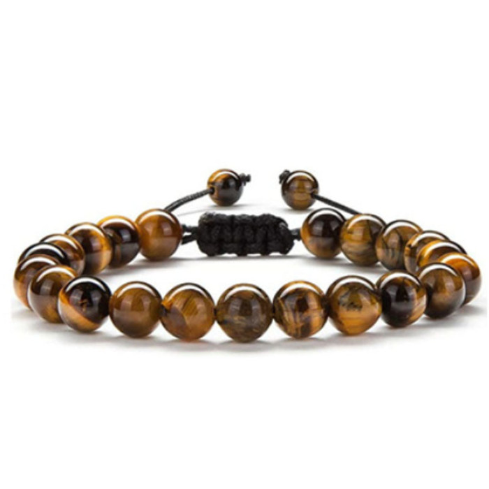 Cross-Border New Product European and American 8mm Turquoise Volcanic Stone Braided Bracelet Energy Yoga Beaded Turquoise Tiger Eye Bracelet