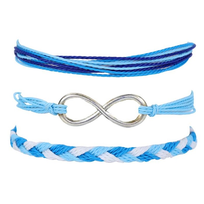 Amazon Hot Sale 8-Word Bracelet Waterproof Wax Thread Braided Bracelet Three-Piece Set Wave Retro Bracelet