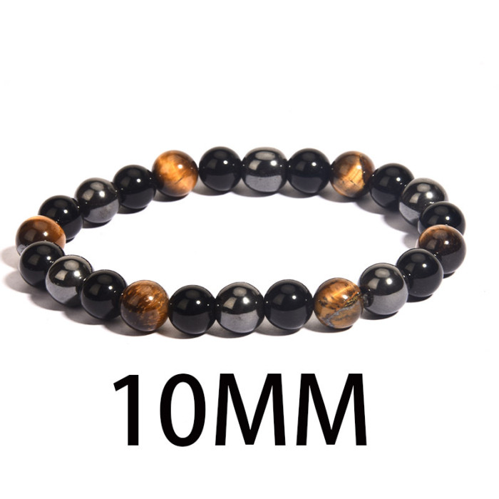 Amazon Hot Selling Beaded Tiger Eye Stone Imitation Obsidian Hematite Bracelet European and American Versatile Men's Anklet Bracelet