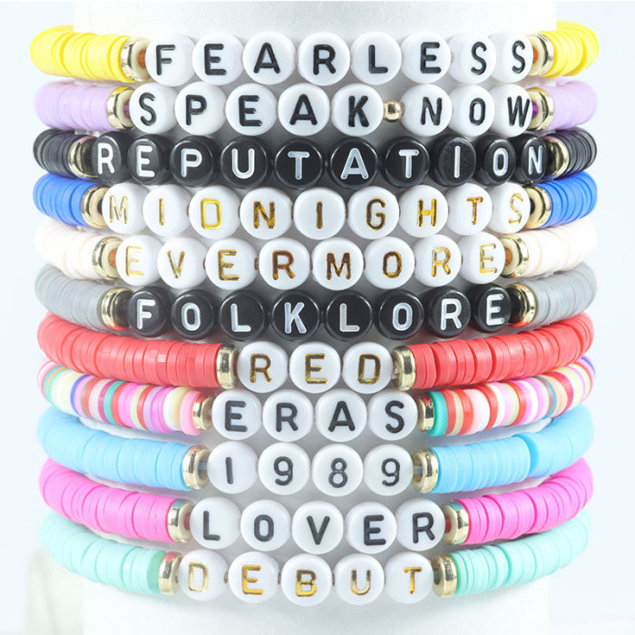 Amazon Taylor Fan Bracelet Elastic Personalized Colorful Letter Multi-layer Beaded Jewelry Set Manufacturer In Stock
