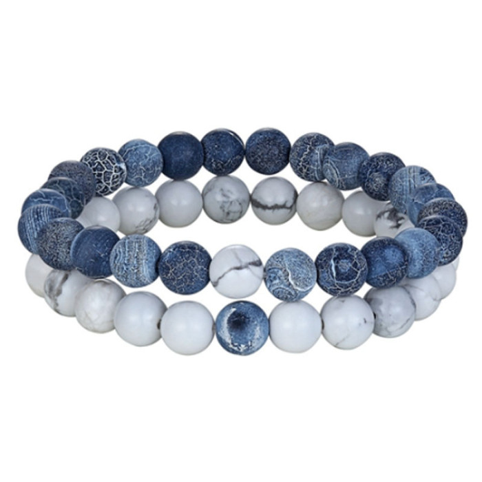 Cross-Border White Pine Tiger Eye Volcanic Stone Couple Bracelet Fresh Sweet Handmade Frosted Hand Jewelry Unisex Wholesale