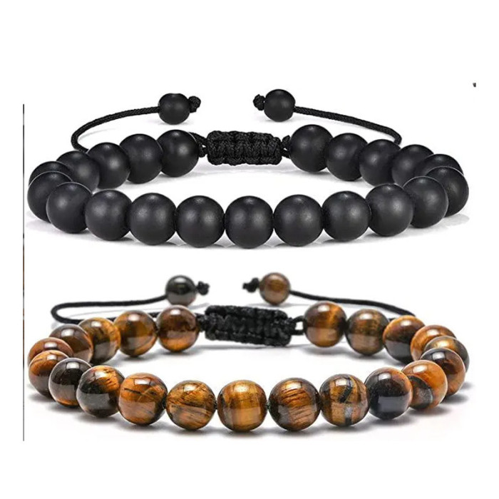 Cross-Border Hot Selling Seven Veins Alloy Jewelry Bracelet Colorful Volcanic Stone Turquoise Tiger Eye Yoga Woven Bracelet Bangle
