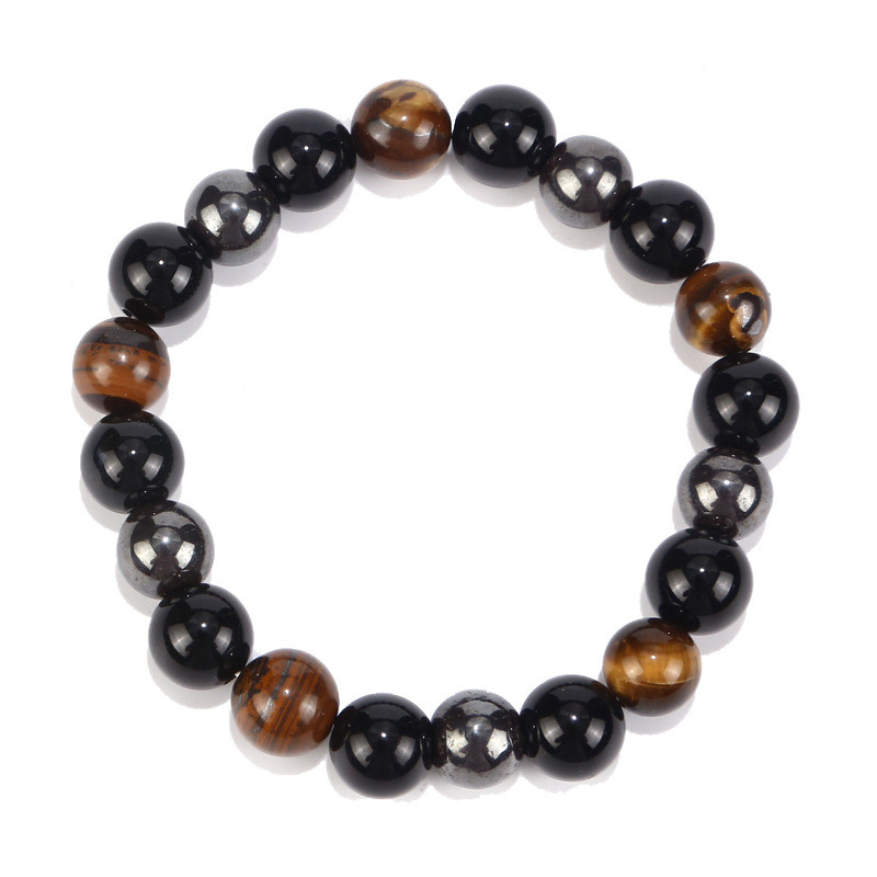 Cross-Border New Tiger Eye Obsidian Hematite Bracelet 10mm Jewelry Woven Handmade Beaded Jewelry