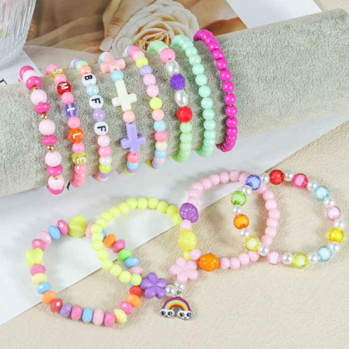 Children's Bracelet Heart Star Acrylic Candy Girl Dopamine Color Stone Bracelet Friend Gift Wholesale