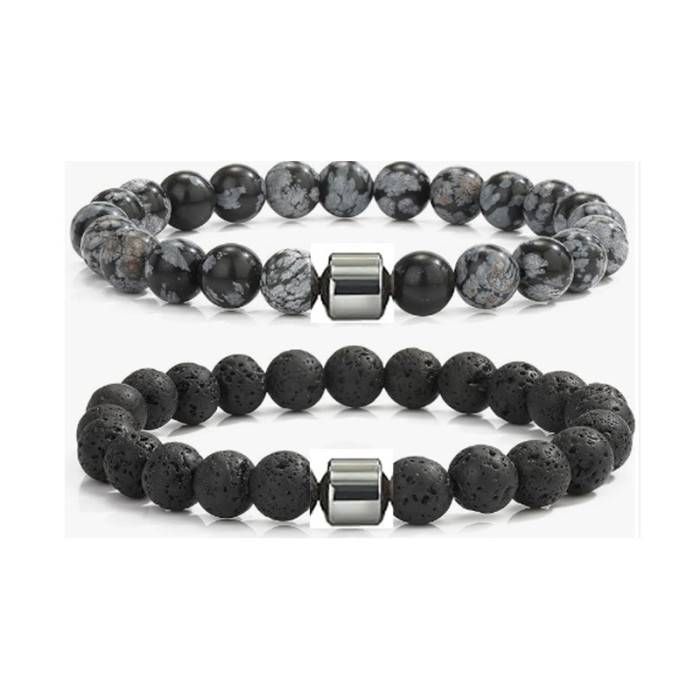 Amazon Wish New Volcanic Stone Bracelet Jewelry Fashion Simple Tiger Eye Stone Lapis Lazuli Agate Bracelet Set