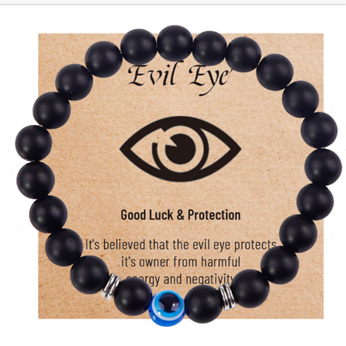 Amazon Hot-Selling European and American 8mm Tiger Eye Stone Bracelet Glass Blue Eye Spartan Helmet Bracelet Wholesale