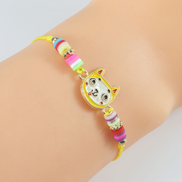 Multi-Color Cat Polymer Clay Adjustable Children's Hand-Woven Color Bracelet Spot