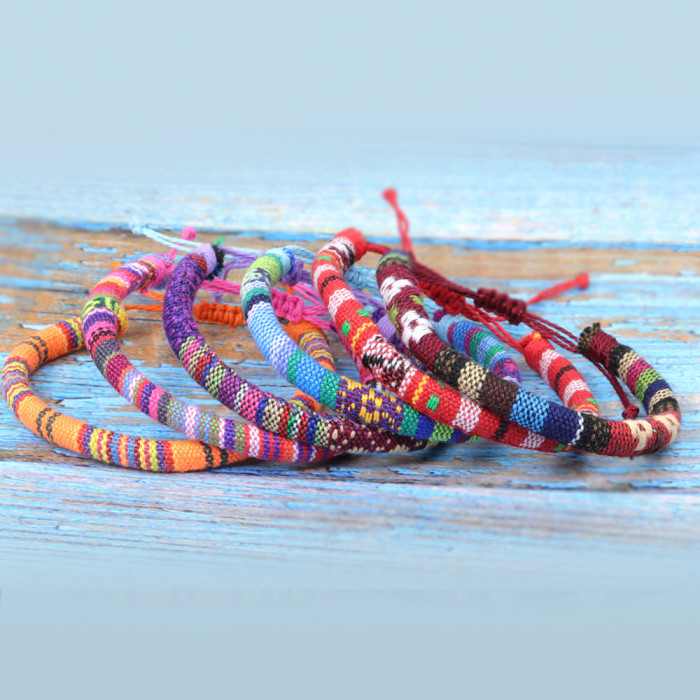 Cross-Border Hot Sale Bohemian Ethnic Style Handmade Woven Bracelet Youth Colorful Surfing Rope Friendship Bracelet