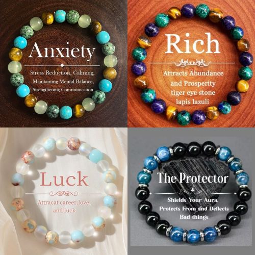 Temu Xiyin TK Cross-Border Tiger Eye Stone Amethyst Lapis Lazuli Turquoise Shoushan Stone Basket Phosphorus Gray Green Dongling Bracelet