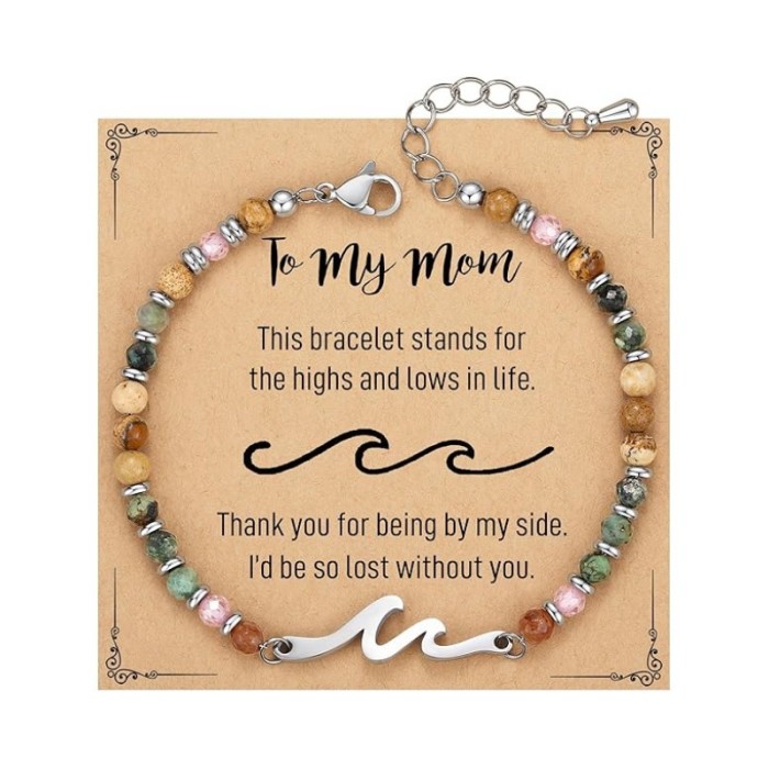 Amazon New Product 4mm Natural Stone Beaded Cross Lobster Clasp Adjustable Women's Bracelet with Card