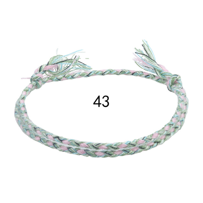 Cross-Border New Simple Peace Buckle Four-Strand Colorful Hand Rope Wenwan Thread Bracelet Handmade Woven Red Rope Bracelet