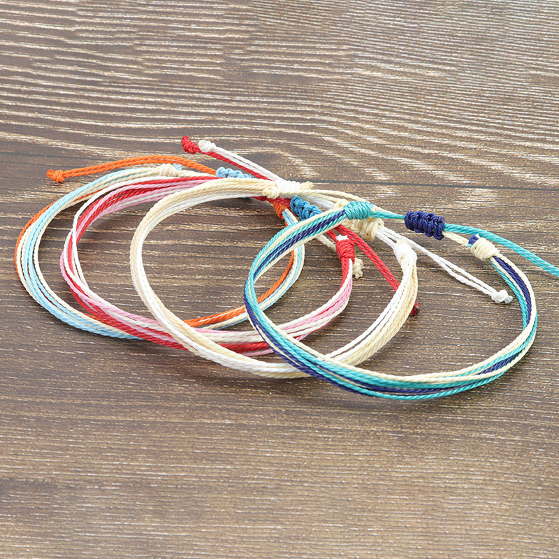 TEMU Cross-Border Source Bohemian Style Waterproof Wax Thread Braided Anklet Summer Beach Surfing Foot Rope Wholesale