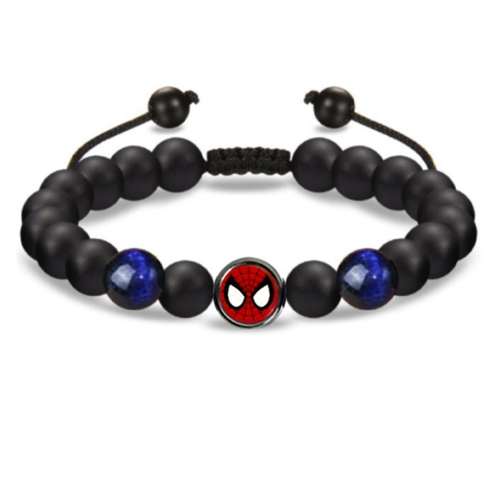 Amazon Hot Selling Obsidian Matte Braided Bracelet Men's Football Fashion Tiger Eye Stone Volcanic Stone Beaded Bracelet