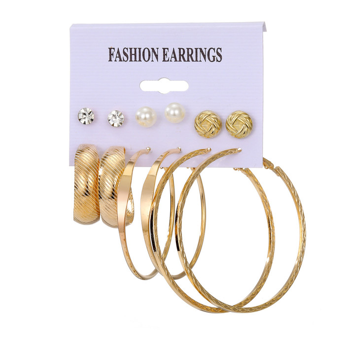 New Metal Earrings High-End Sense Ear Hoop Square Geometric Earrings Vintage Pearl Earrings Earrings