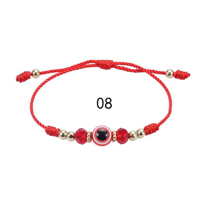 Amazon Hot-Selling Demon Eye Bracelet Crystal Beads Boys Girls Lucky Adjustable Woven Bracelet