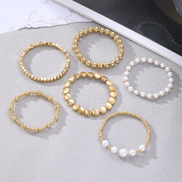 Jewelry Exaggerated Beaded French Bracelet Set Elegant Large Round Beads Micro Inlaid Bracelet Jewelry