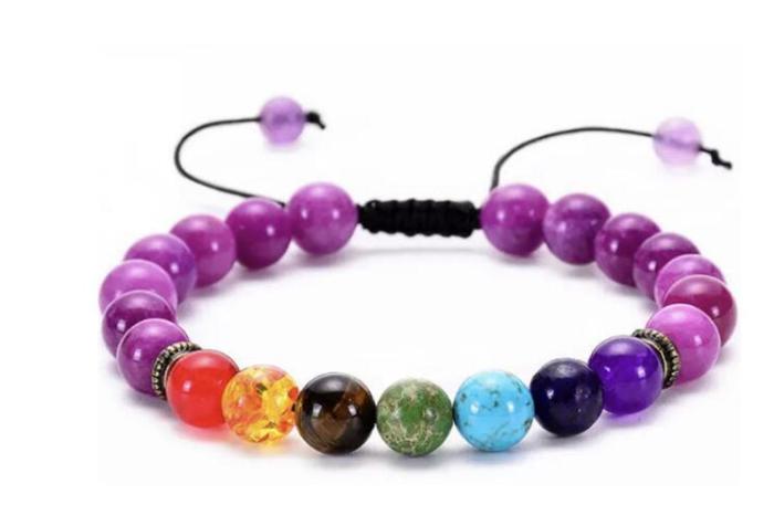 Amazon Bestselling Seven Meridians Chain Gold Jewelry Bracelet Colorful Volcanic Stone Turquoise Tiger Yoga Woven Bracelet