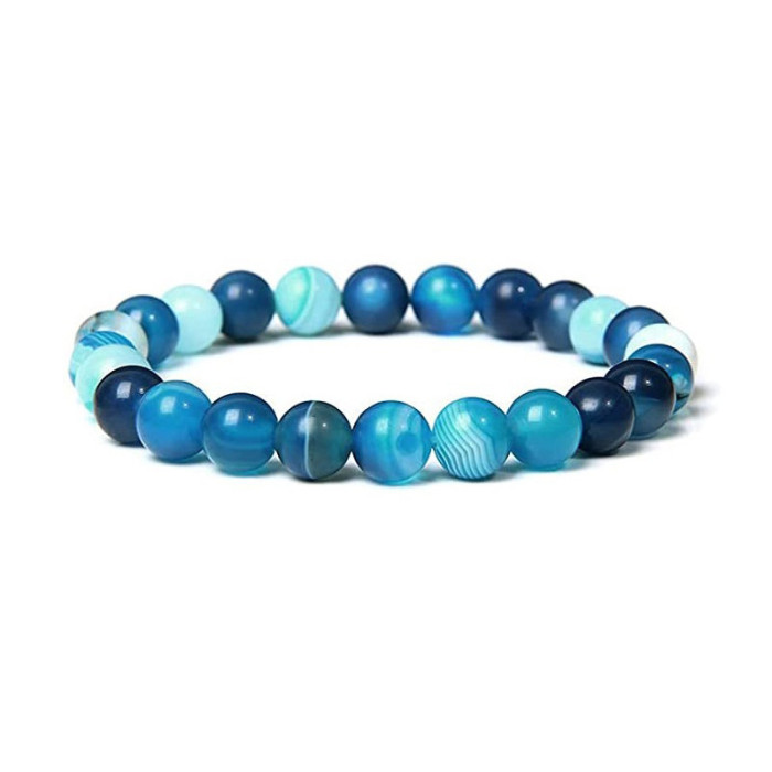 Amazon Hot Sale 8mm Stone Bracelet Amazon Volcanic Stone Tiger Eye Stone Rose Quartz Elastic Bracelet Set Wholesale