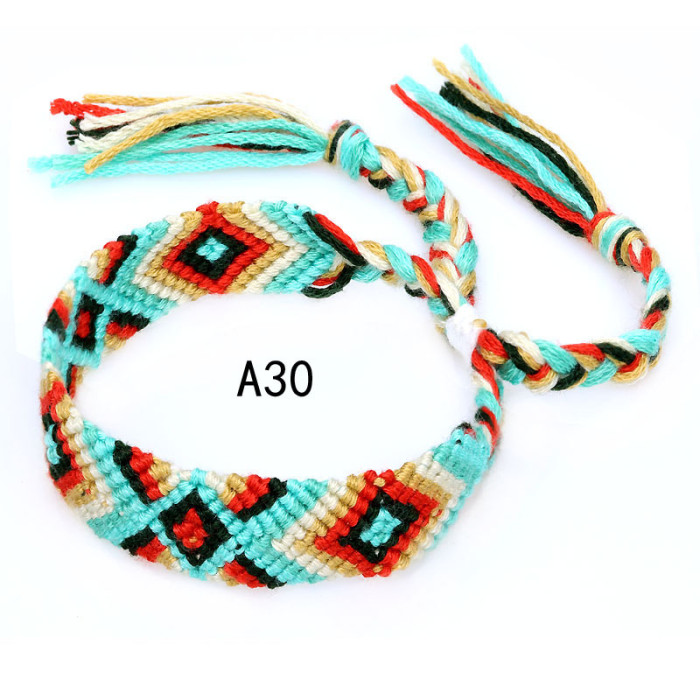 Hot-Selling Woven Bracelet Nepal Ethnic Style Handmade Woven Rainbow Lucky Fortune Friendship Bracelet