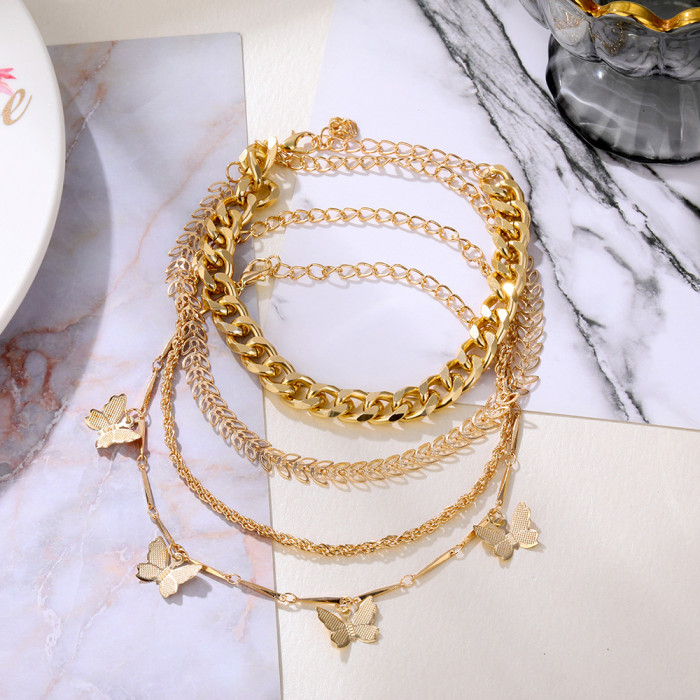 Jewelry Retro Versatile Braided Chain Bracelet for Women Simple Personality Set Cuban Chain Stone-Inlaid Bracelet,...