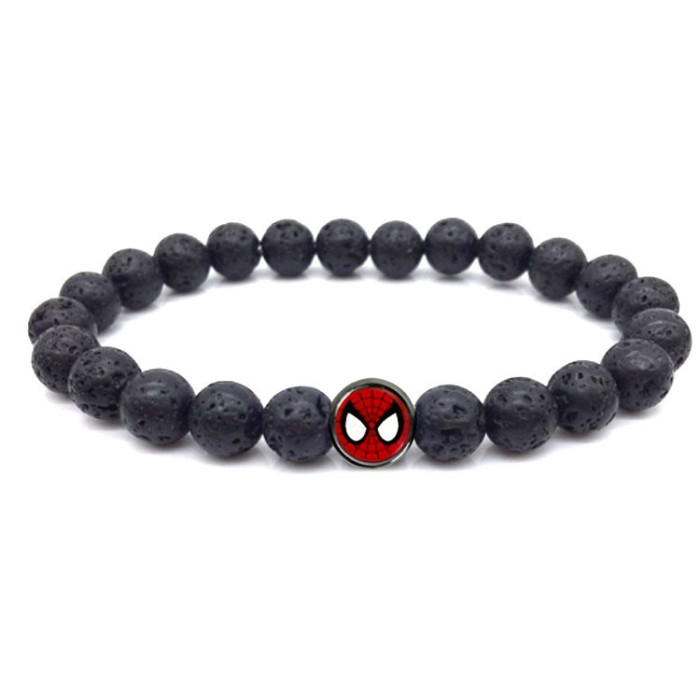 Accessories New European and American Men's Spider-Man Bracelet Tiger Eye Volcanic Stone White Pine Handmade Beaded Bracelet Beads